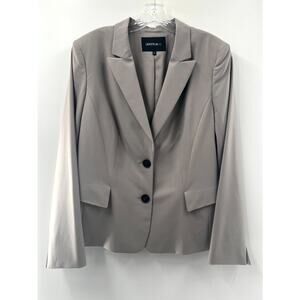 Lafayette 148 Women's Taupe Gray Stretch Long Sleeve Double Button Blazer 12